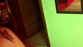 Seductive mature woman in Chun Li costume and without braces teases with comb
