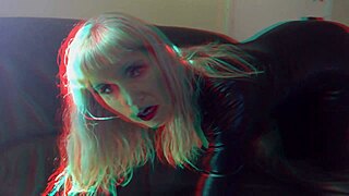 Mature cougar in catsuit dominates cameraman in free 3D video