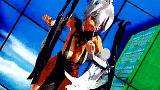 A stunningly attractive woman, only partially clothed, performs a seductive dance accompanied by a song, revealing her bare genitals