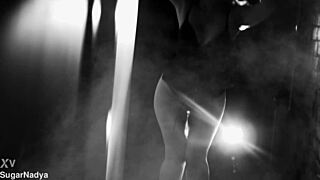 Sugarnadya's seductive dance performance in black and white
