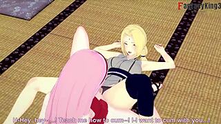 Hentai video: Sakura and Tsunade in a steamy lesbian threesome