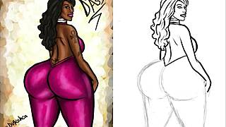 Illustration of a voluptuous African-American woman's derriere