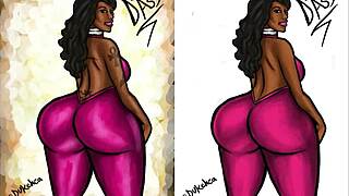 Illustration of a voluptuous African-American woman's derriere