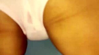 A brunette in a twerk class gets turned on and moans loudly