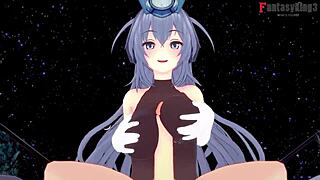 Azur Lane's Japanese cartoon blowjob and breast play in New Jersey