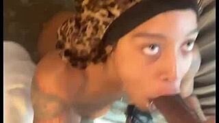 Mena Carlisle gives a deepthroat blowjob and takes a hard cock in her pussy