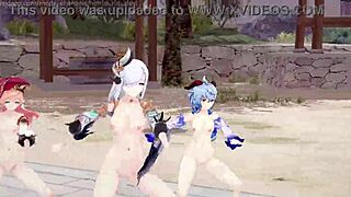 Get ready for a wild ride with Ganyu and Yanfei in this uncensored Hentai video