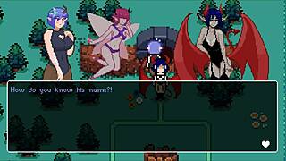Hentai game with three-person lesbian sex and creampie action