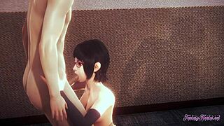 Sarada gives a sensual blowjob in Naruto hentai with 3D animation