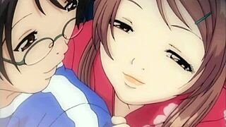 A voluptuous mature woman with ample bosom administers intimate care to a youthful patient - animated version subtitled