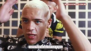 Barber's revenge: Shavebrush Mommy gets a massive gay cum shot