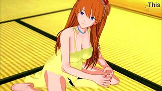 Asuka's yellow dress, a symbol of her lust, leads to a hands-on tutorial for masturbation and pleasure.