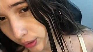 Beautiful young woman with a perfect body shows off her sexuality.
