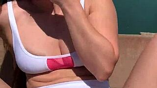 brunette babe abbie maley gets wild on public tennis court