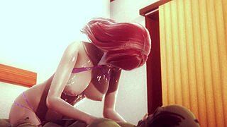 A sexy anime girl gets dominated by a big and muscular man.