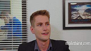 Gay film parody with office setting and male thirst content