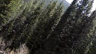 Petite Latina sucks and swallows cum on big cock