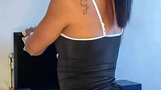 Dirty domestic worker gets down and dirty in solo scene