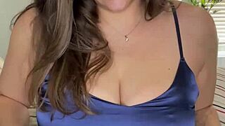 amateur babe with huge natural tits rides dildo. watch her stretch wide!