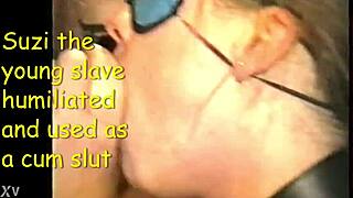 Suzi the young slave gets humiliated and used as a cum slut