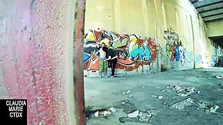 Public wall banging with a curvaceous chubby girl
