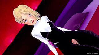 Adult 3D cartoon of Gwen in Spider suit at Hotel of Love