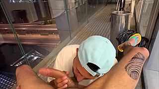 Young and straight Arab man gets a foot job on the balcony
