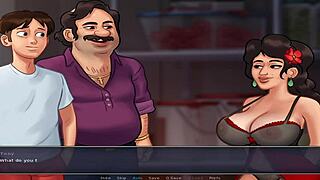 Beautiful anime teen in sexy game called Summer time saga