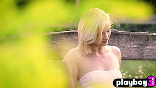 Blonde MILF Zazie undresses outdoors for natural tits fans