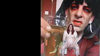 Bisexual sissy boy pees and swallows in homemade video
