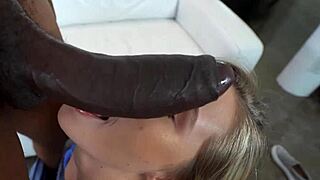 Tiny teen sucks big black cock