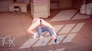 3D animated futanari game with cowgirl and anal action