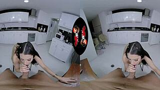 Beautiful Latina girl with perfect body enjoys virtual reality sex