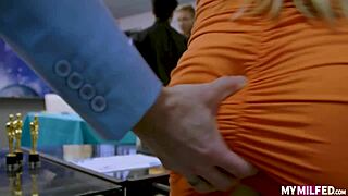 Beautiful blonde gets fucked at the office party