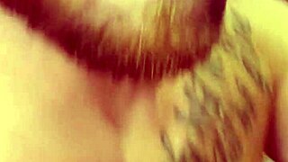 Pretty young woman with big natural tits gives great blow job to her man