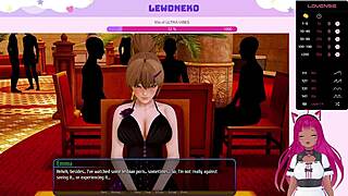 3D Vtuber Lewdneko in a hot scene from Harem Hotel