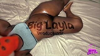Big cock penetrates curvy BBW in doggy style position