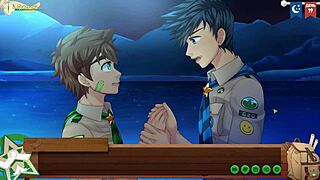 Gay teen friends have sex on pier in anime