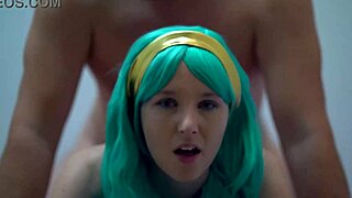 Beautiful woman with blue eyes gets a creampie