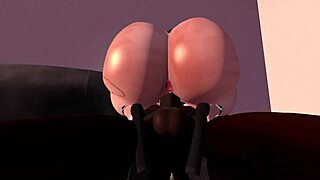 Interracial couple enjoys hard-core sex on a red sofa