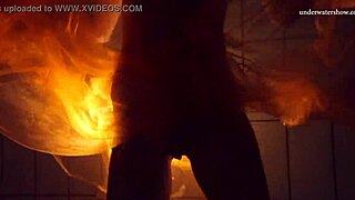 Nastya's outdoor striptease in the pool is very sexy