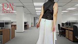 Stocking clad secretary undresses for her boss's pleasure