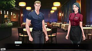Outdoor hentai gameplay with big-breasted model and anime-style action