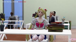 Cheating wife in 3D Sailor Moon hentai gets humiliated