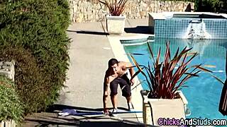 Beautiful woman cum on a bodybuilder outdoors in high definition