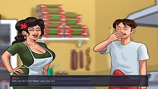 Anime porn with big tits and big cock in summer themed series