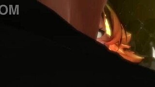 There is a hot scene of cowgirl sex in an animated porn video