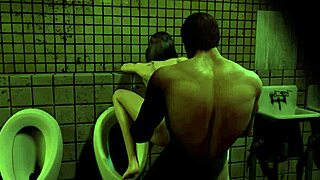 3D cartoon of a sexy teen's bathroom anal sex adventures