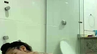 Hot brunette Bia masturbates with lubricating vaginal discharge in the bathtub