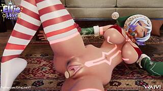 Hentai VTuber Elfie's naughty Christmas roleplay in 3D